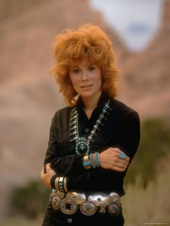 Actress Jill St. John Wearing Plethora of Turquoise Jewelry Made by Navajo 