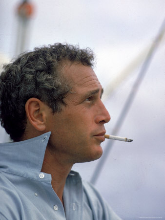 Actor Paul Newman Taking a Cigarette Break Premium Photographic Print by Mark Kauffman