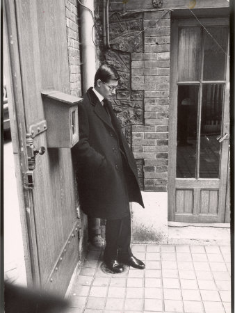 Christian Dior's Successor Yves Saint Laurent Standing Alone After Attending Dior's Funeral Premium Photographic Print by Loomis Dean