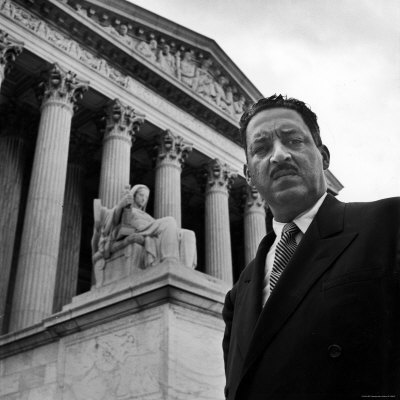 NAACP Chief Counsel Thurgood Marshall Standing on Steps of the Supreme Court 