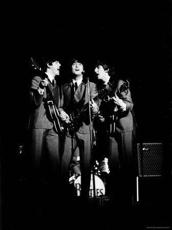 Pop Music Group the Beatles in Concert Paul McCartney, John Lennon, George Harrison Premium Photographic Print by Ralph Morse