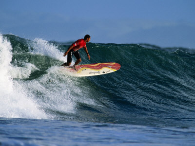 Surfer on Wave at Manu Bay, Raglan, New Zealand Photographic Print by Paul Kennedy