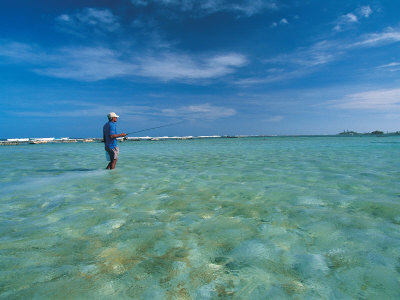 Man in Water Bone Fishing Photographic Print by Timothy O'Keefe