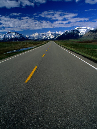 Road in Waterton Lakes National Park, Rocky Mountains, Waterton Lakes 
