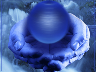 Man's Hands Holding Blue