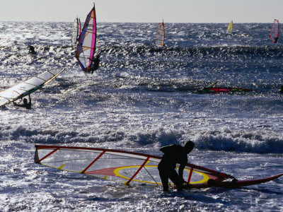 Windsurfers on Prado Beach, Marseille, France Photographic Print by 