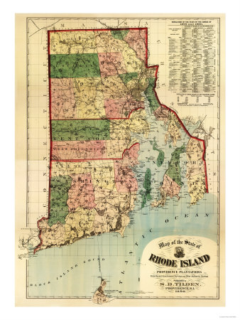 Rhode Island - Panoramic Map Posters by  Lantern Press