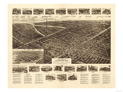 Lindenhurst, New York - Panoramic Map Posters by  Lantern Press