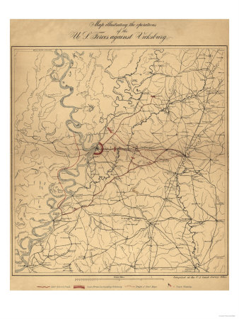 civil war map. Siege of Vicksburg - Civil War