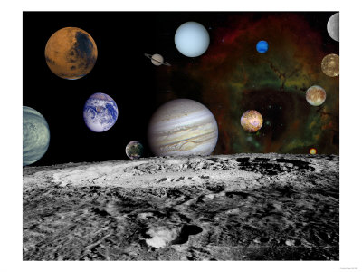 Solar System Montage of Voyager Images Photograph - Outer Space Posters by  Lantern Press