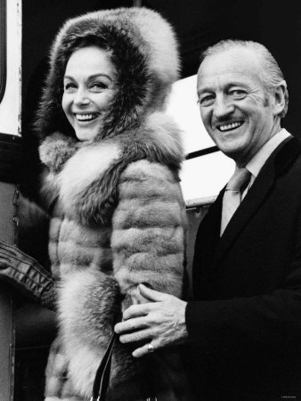 Actor David Niven with His Wife After Their Arrival at London's Heathrow