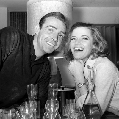 Actor Sean Connery with Actress Honor Blackman on the Set of Film Goldfinger