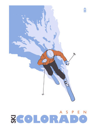 Aspen, Colorado, Stylized Skier Poster by  Lantern Press