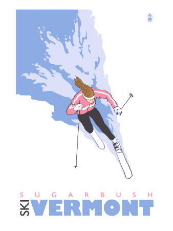 Sugarbush, Vermont, Stylized Skier Print by  Lantern Press