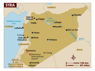 maps of syria. Map of Syria, Middle East