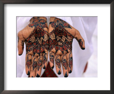 reggae. the. Person Displaying Henna Hand Tattoos, Djibouti, Djibouti Framed 