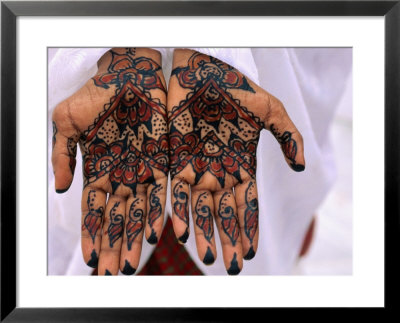 Person Displaying Henna Hand Tattoos, Djibouti, Djibouti Framed Art Print