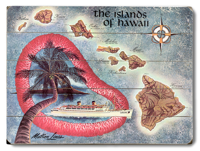 hawaii maps of islands. The Islands of Hawaii Map Wood