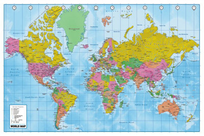 World Political  on World Map   Political   Terrain Poster Bei Allposters De
