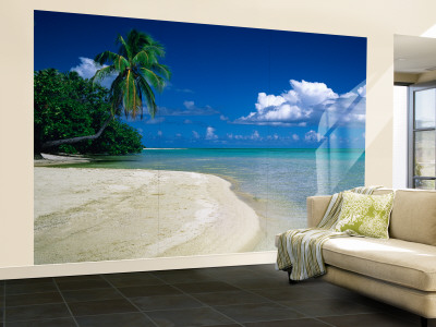 Palm Tree on the Beach, French Polynesia Wall Mural – Large