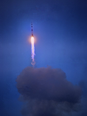 Apollo 11 Begins its Flight to the Moon on July 16, 1969, Kennedy Space Center, Florida, USA Photographic Print by O. Louis Mazzatenta