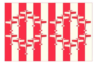 Red and White Airplane Pattern Premium Poster