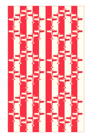 Red and White Airplane Pattern Premium Poster
