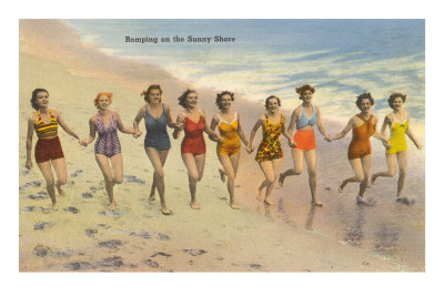 Women Running on Beach Premium Poster