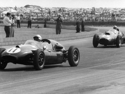 Jack Brabham leads in his Cooper T45, 1958 British Grand Prix Photographic Print