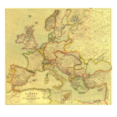 map of europe and asia. Europe Map 1915 with Africa