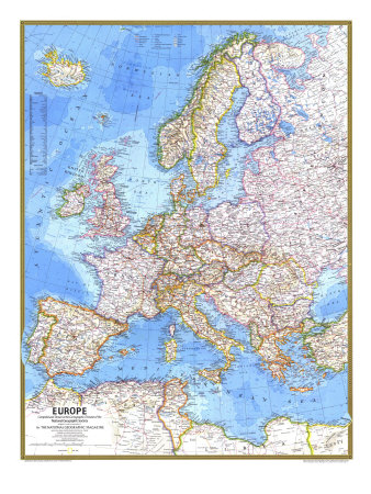 1977 Europe Map Poster by  National Geographic Maps