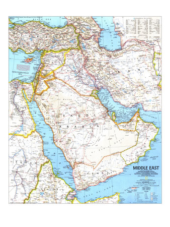 1991 Middle East Map Posters by  National Geographic Maps