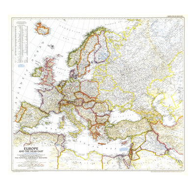 1949 Europe and the Near East Map Prints by  National Geographic Maps