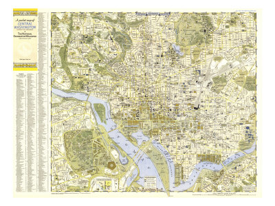1948 Central Washington, District of Columbia Map Print by  National Geographic Maps