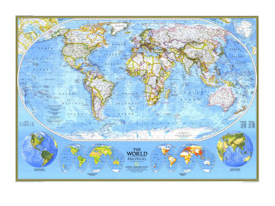 1994 World Political Map Print by  National Geographic Maps