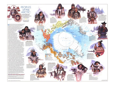 1983 Peoples of the Arctic Map Print by  National Geographic Maps