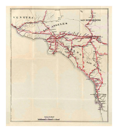 California: Ventura, Los Angeles, San Bernardino, Orange, and San Diego Counties, c.1896 Print by George W. Blum