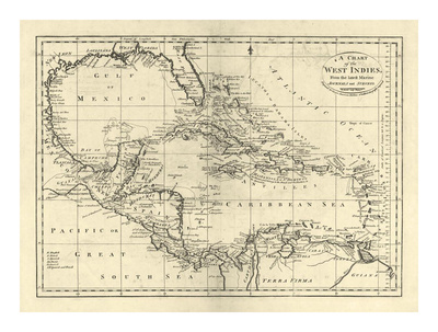 Chart of the West Indies, c.1795 Posters by Mathew Carey