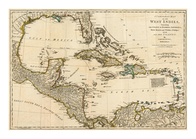 Complete Map of the West Indies, c.1776 Print by Robert Sayer