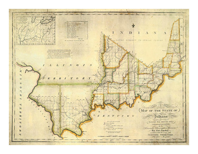 The State of Indiana, c.1817 Posters by W. Shelton