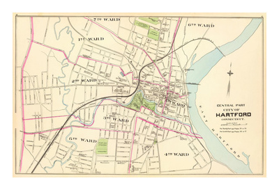 Connecticut: Hartford, Central, c.1893 Print