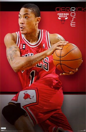 derrick rose poster dunk. chicago bulls derrick rose