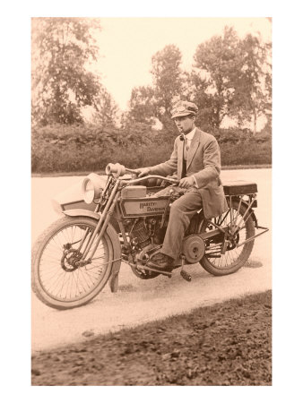 Pink Black and White of Man on Motorcycle Posters