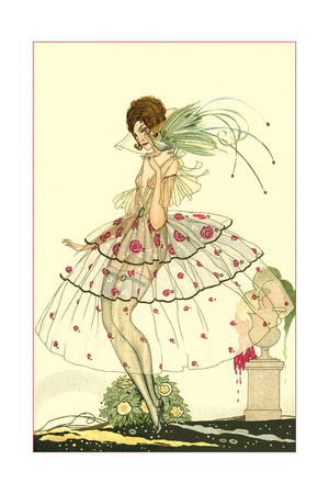 Woman in Sheer Dress with Bird of Paradise Premium Poster