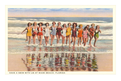 Ladies in Surf, Miami Beach, Florida Premium Poster