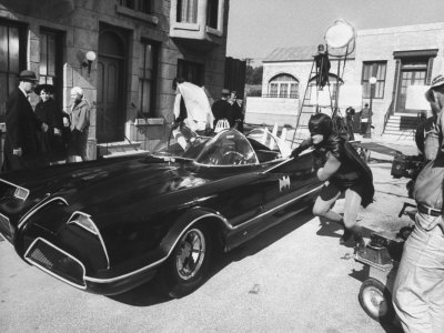 Joel Ward on Batman  Adam West And  Robin  Burt Ward During Shooting Of Scene