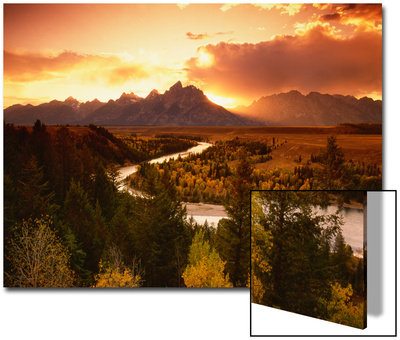 Teton Range at Sunset, Grand Teton National Park, Wyoming, USA Arte en acrílico