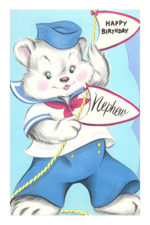 Happy Birthday Nephew, Bear in Sailor Suit Masterprint