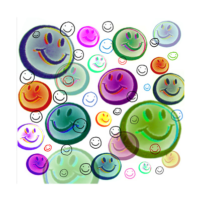 Floating Smiley Faces Premium Poster