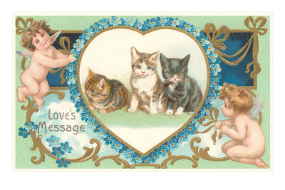 Victorian Kittens and Cupids, Love's Message Premium Poster